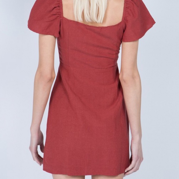 Red button down dress mini cap sleeve - Picture 8 of 10